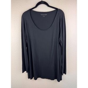 Soft Surroundings Black Long Sleeve Scoop Neck‎ Swing Top Size Large Minimalist